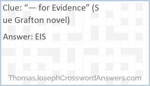 “— for Evidence” (Sue Grafton novel) Answer