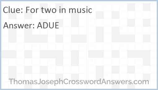 For two in music Answer