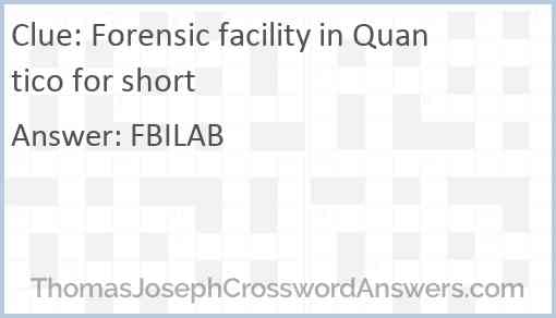 Forensic facility in Quantico for short Answer