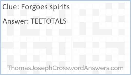 Forgoes spirits Answer