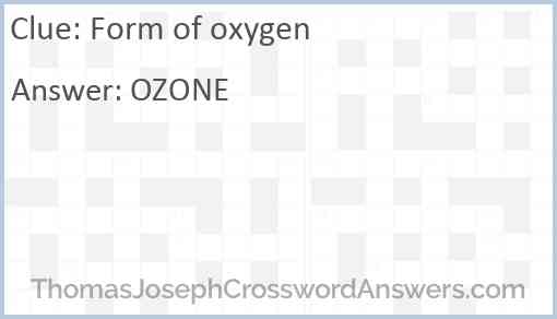 Form of oxygen Answer