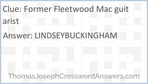 Former Fleetwood Mac guitarist Answer