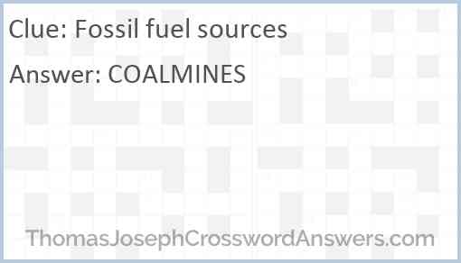 Fossil fuel sources Answer