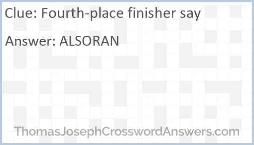 Fourth-place finisher say Answer