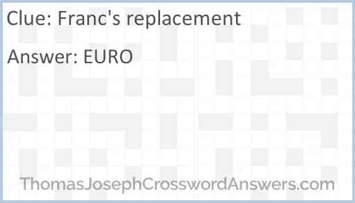 Franc’s replacement Answer