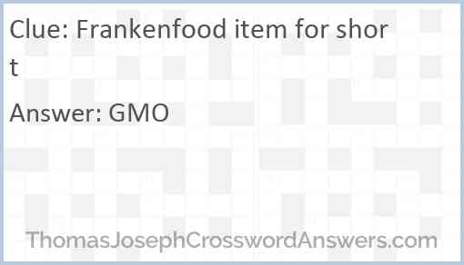 Frankenfood item for short Answer