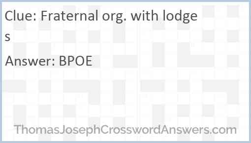 Fraternal org. with lodges Answer