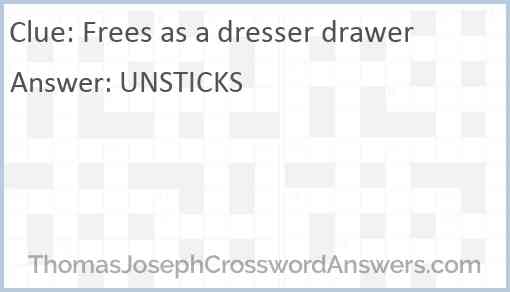 Frees as a dresser drawer Answer