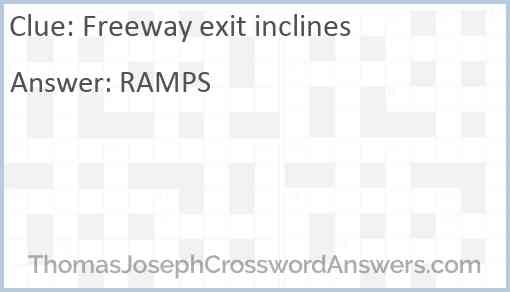 Freeway exit inclines Answer