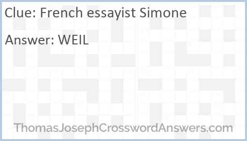 French essayist Simone Answer