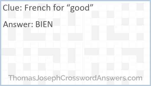 French for “good” Answer