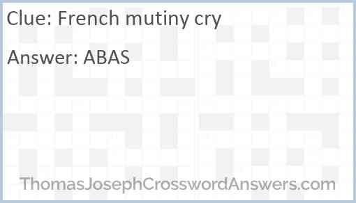 French mutiny cry Answer