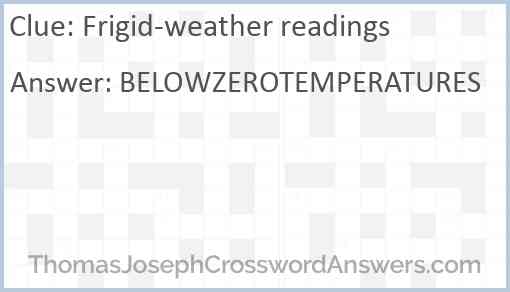 Frigid-weather readings Answer