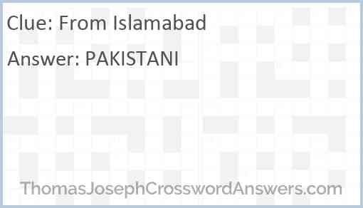 From Islamabad Answer