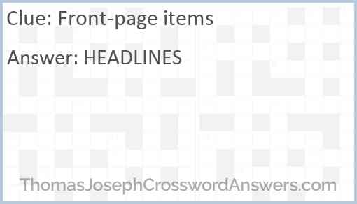 Front-page items Answer