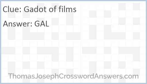 Gadot of films Answer