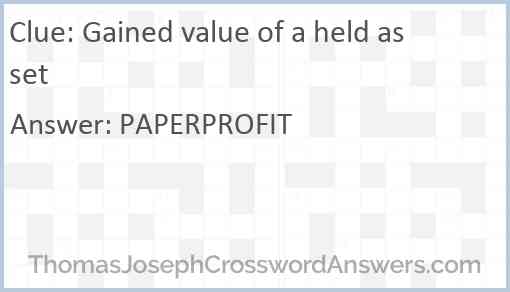 Gained value of a held asset Answer