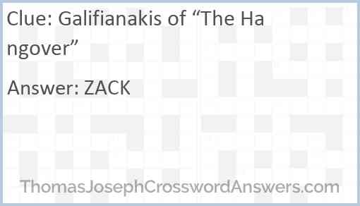 Galifianakis of “The Hangover” Answer