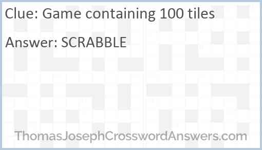 Game containing 100 tiles Answer