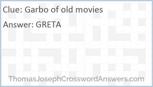 Garbo of old movies Answer