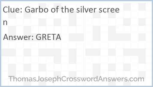 Garbo of the silver screen Answer