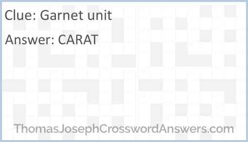 Garnet unit Answer