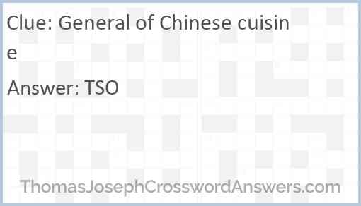 General of Chinese cuisine Answer