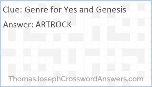 Genre for Yes and Genesis Answer