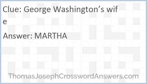 George Washington’s wife Answer