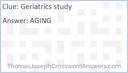 Geriatrics study Answer