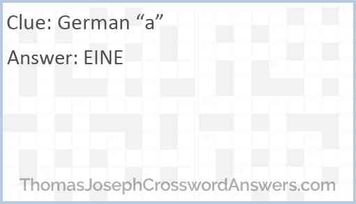 German “a” Answer