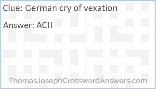 German cry of vexation Answer