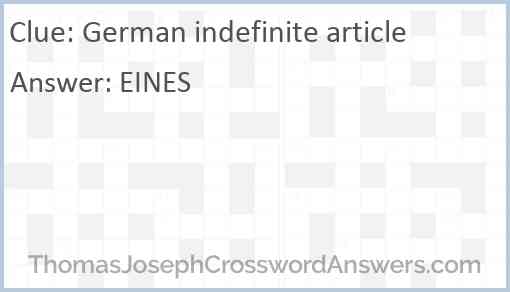 German indefinite article Answer
