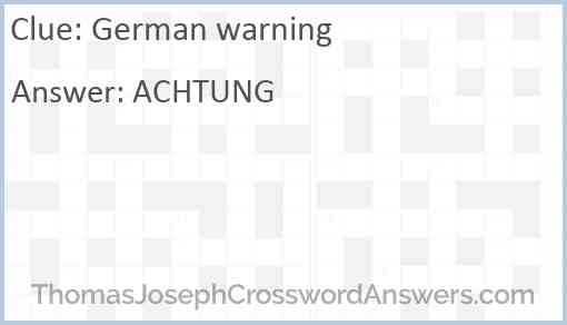 German warning Answer