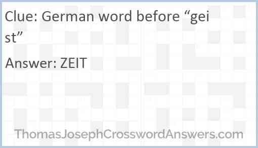 German word before “geist” Answer
