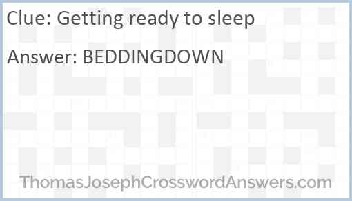 Getting ready to sleep Answer