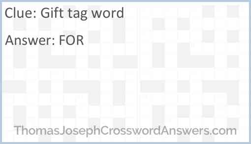 Gift tag word Answer