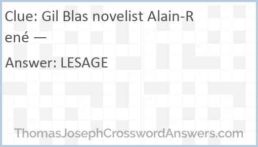 Gil Blas novelist Alain-René — Answer