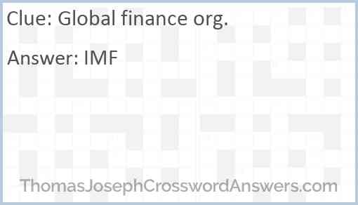 Global finance org. Answer