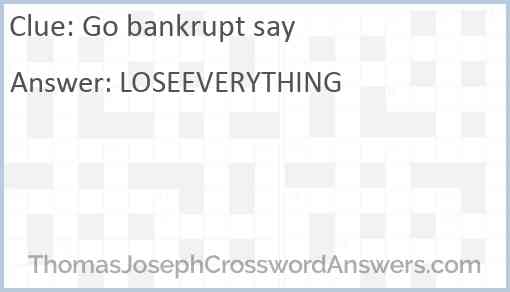Go bankrupt say Answer