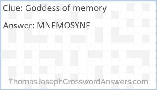 Goddess of memory Answer