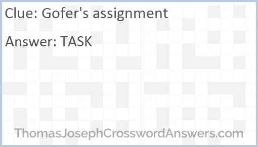 Gofer's assignment Answer