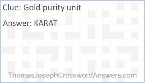Gold purity unit Answer