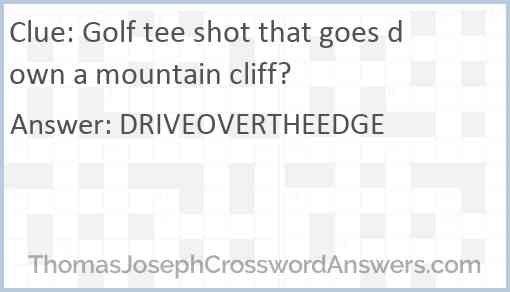 Golf tee shot that goes down a mountain cliff? Answer