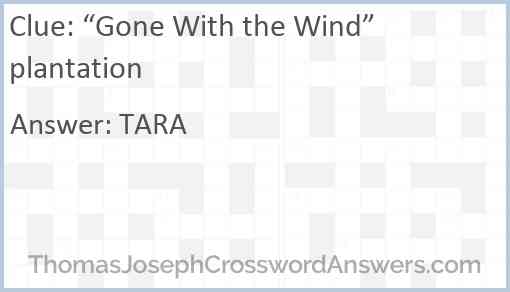 “Gone With the Wind” plantation Answer