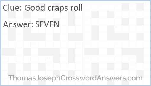 Good craps roll Answer