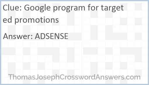 Google program for targeted promotions Answer