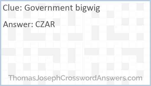 Government bigwig Answer