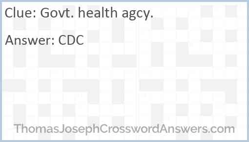 Govt. health agcy. Answer