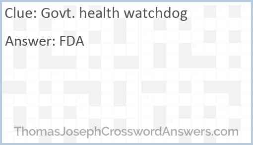 Govt. health watchdog Answer